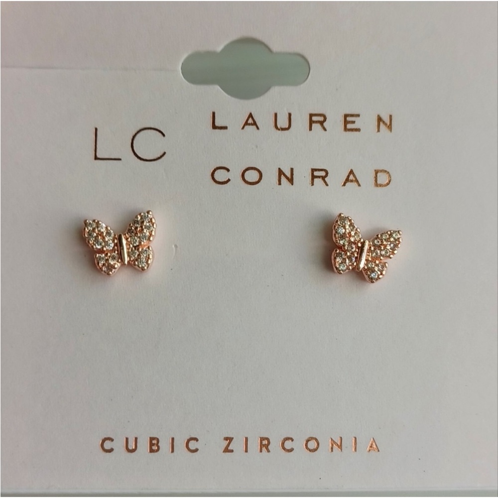 LC Lauren Conrad Sparkling Butterfly Earrings - Picture 2 of 4